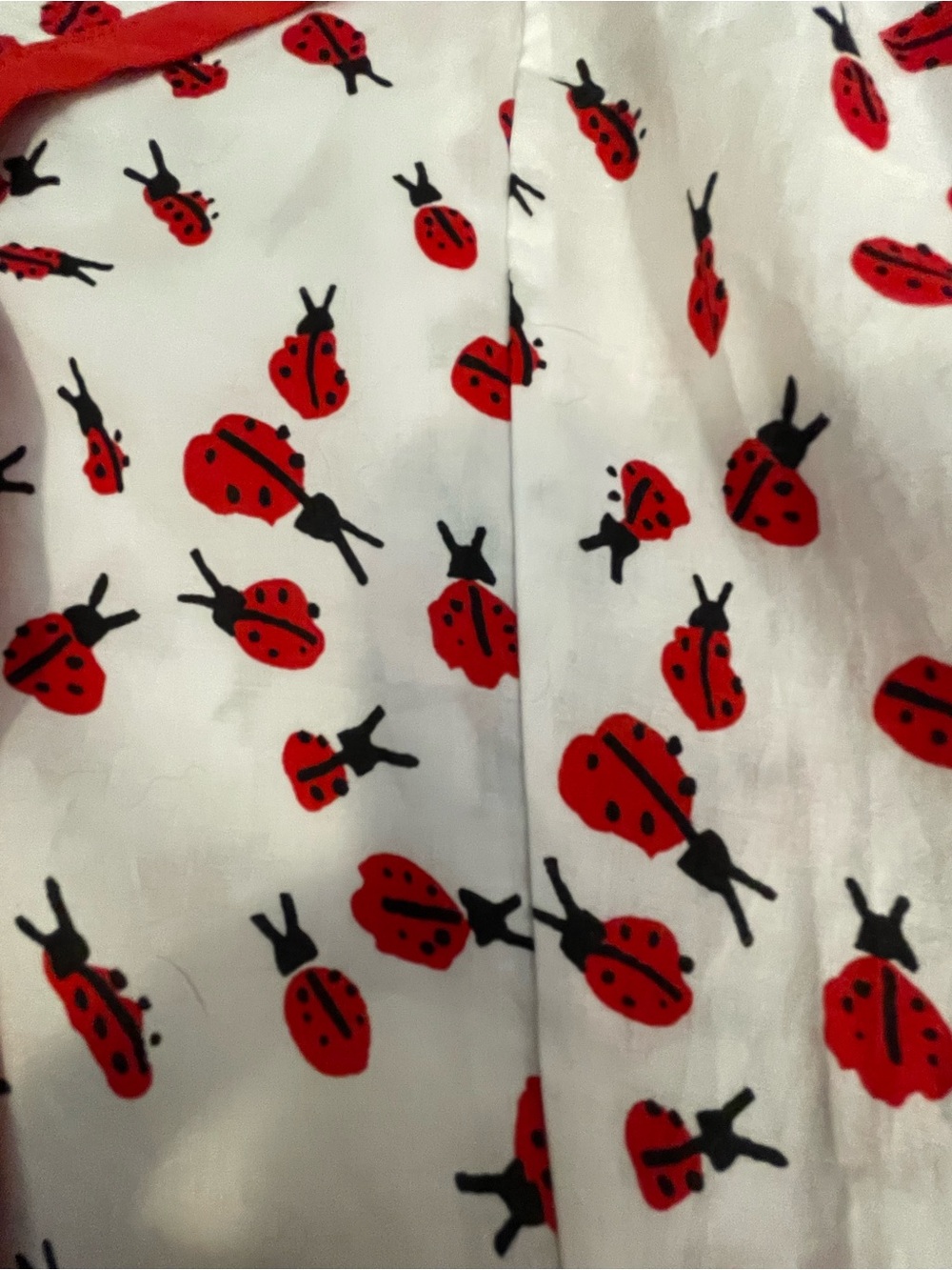 Red Ladybug Print Button-Up Crop Top - Picture 9 of 9